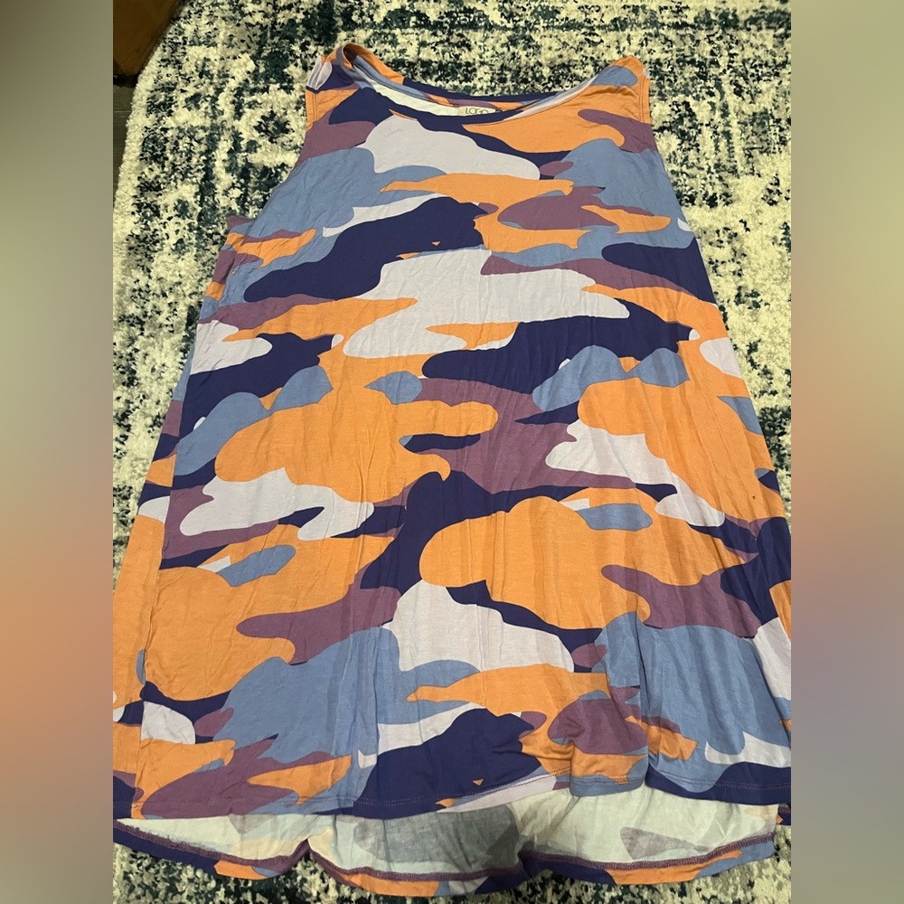 LOGO by Lori Goldstein Vibrant Purple and Orange Top